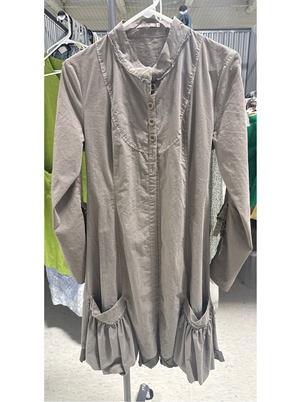 Mais Il Est Ou Le Soleil Earthy Lagenlook Ruffle Boho Duster Jacket 38